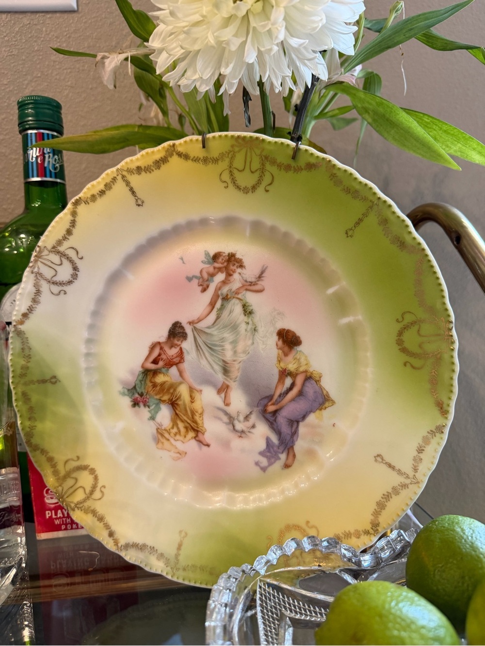 Vintage Victoria Austria Decorative Cabinet Plate 10” Floral Gold